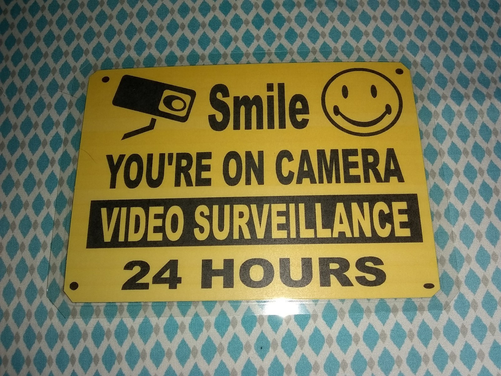 1SMILE YOU’RE ON CAMERA Warning Security Yellow Sign 7 1/4″ Wide x 5 1/4″ Height