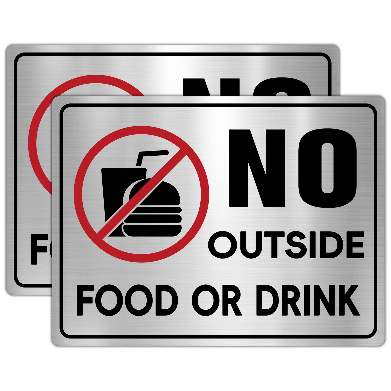 2PCS No Outside Food or Drink Sticker, Self-Adhesive Brushed Silver No Food o…