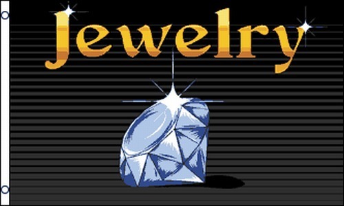 JEWELRY Flag 3×5 ft Business Store Shop Advertising Sign Gold Ring Earrings Gems