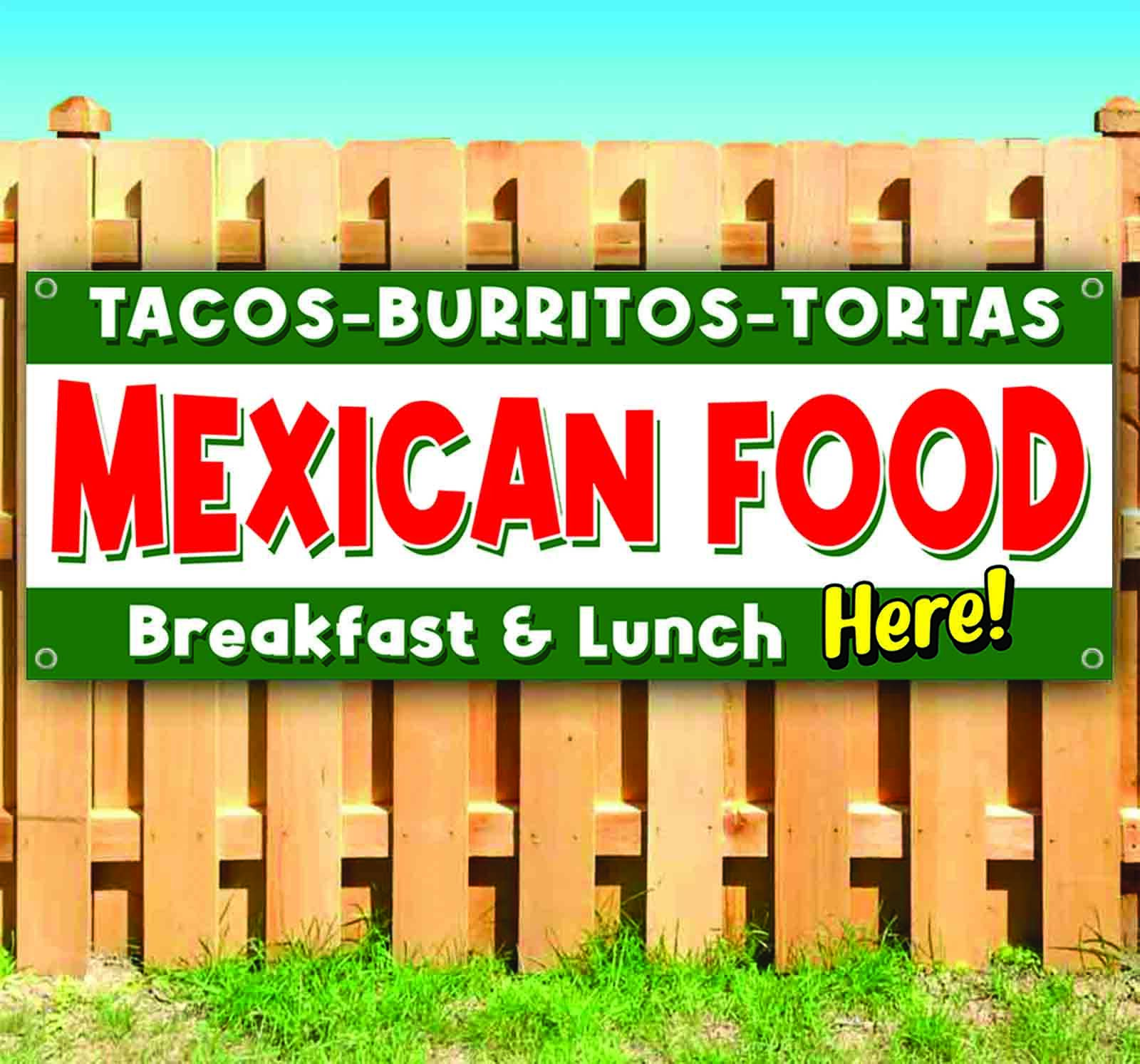 MEXICAN FOOD HERE Banner Advertising Vinyl Flag Sign Many Sizes SB00475