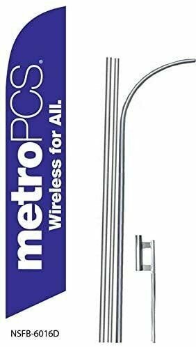 METRO PCS WIRELESS purple/wh 15′ Swooper #8 Feather Flag KIT