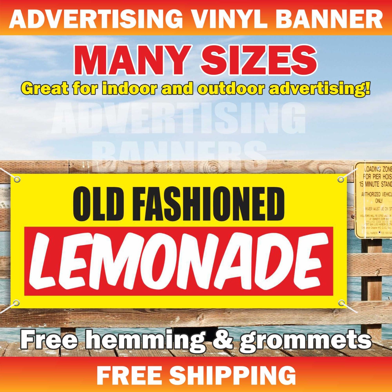 OLD FASHIONED LEMONADE Advertising Banner Vinyl Mesh Sign drink juice ice cold