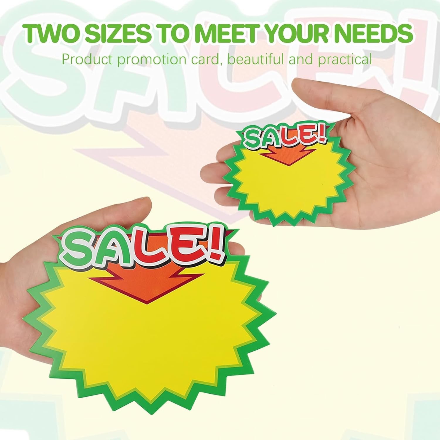 Durable Yellow Starburst Sale Signs 200pcs | Rectangle Labels for Retail Stores