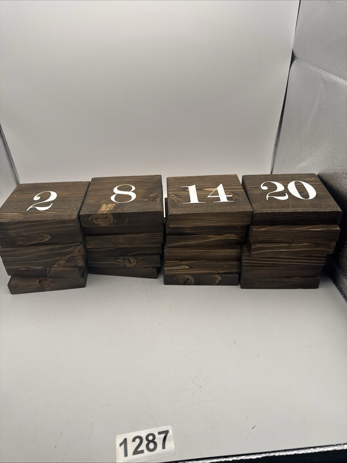 24 Pieces Rustic Wooden Table Numbers 1-12 Double Sided Numbered 4”x4”