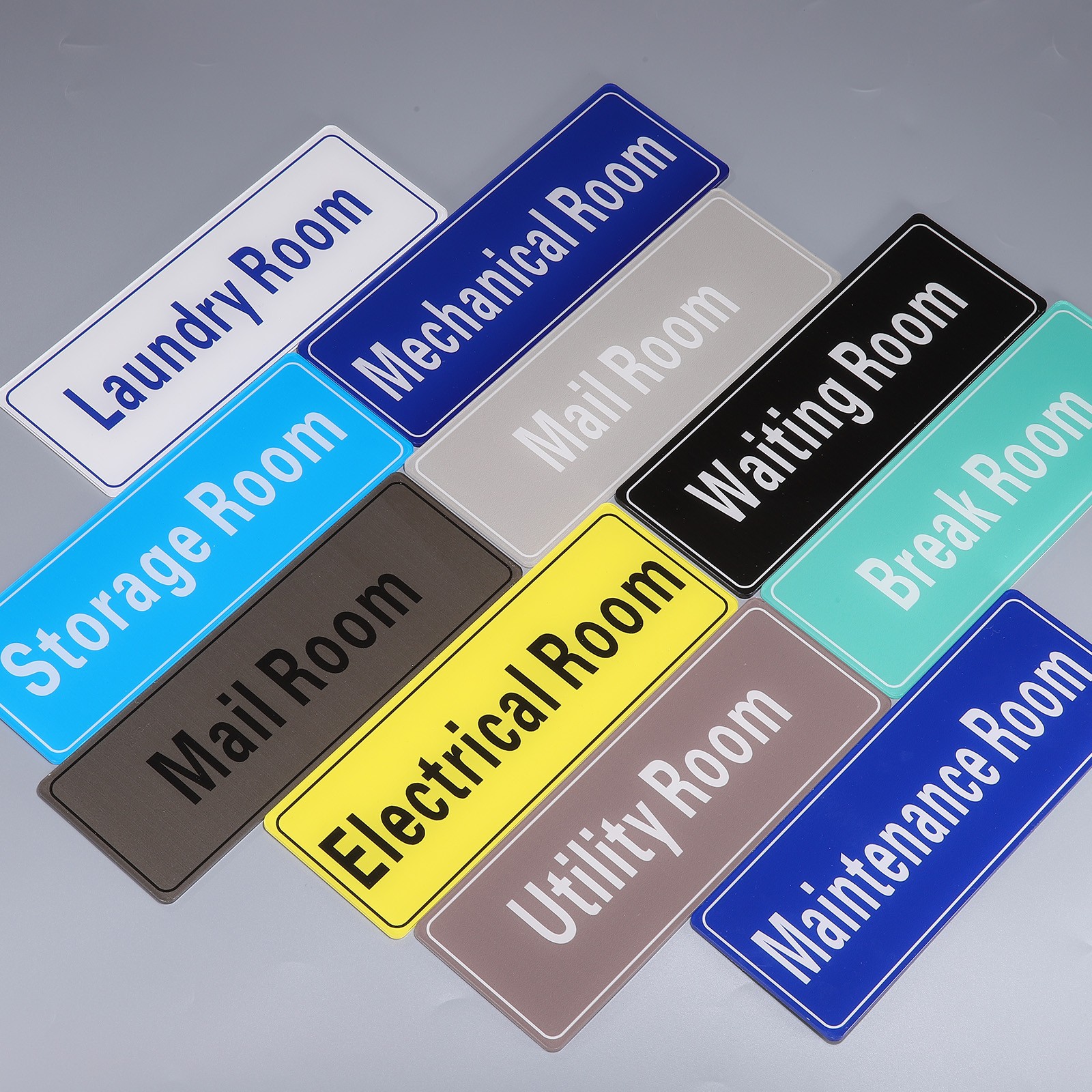 9″x3″ Utility Room, 2Pcs Room Door Sign Self-Adhesive Light Gray with Black Text