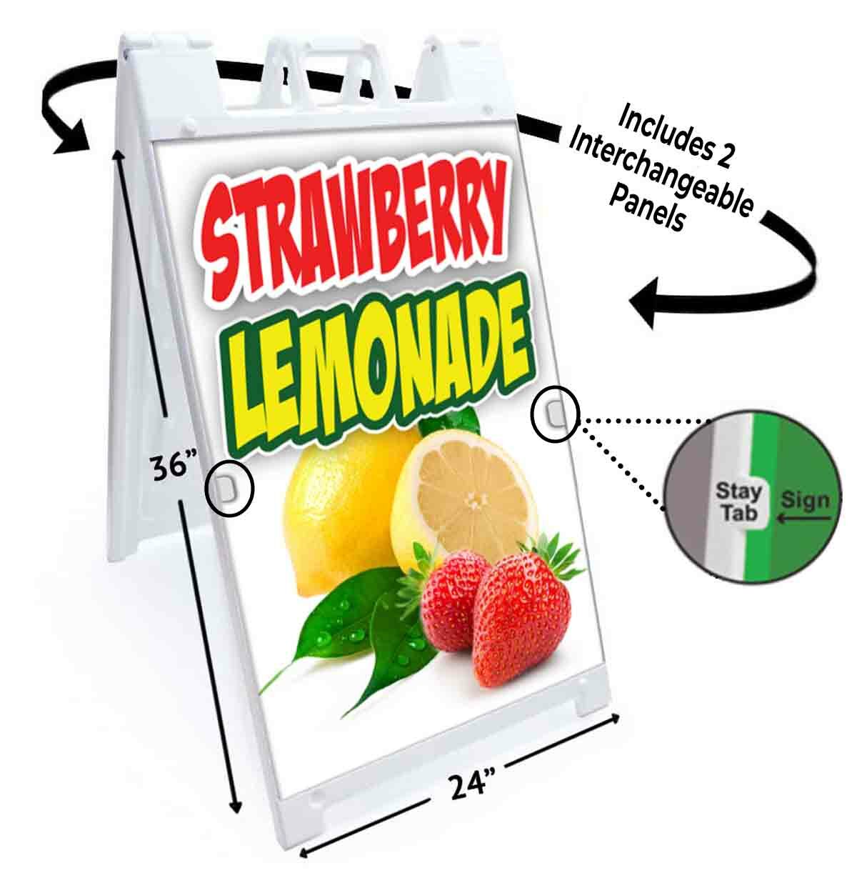 STRAWBERRY LEMONADE Signicade 24×36 AFrame Plastic Sidewalk Sign CARNIVAL FOOD