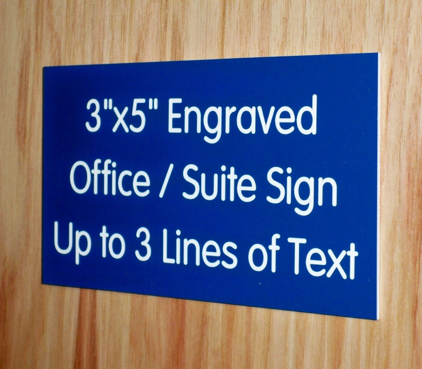 Custom Engraved 3×5 Med. Blue Plaque Sign | Add Your Wording | Adhesive Backing