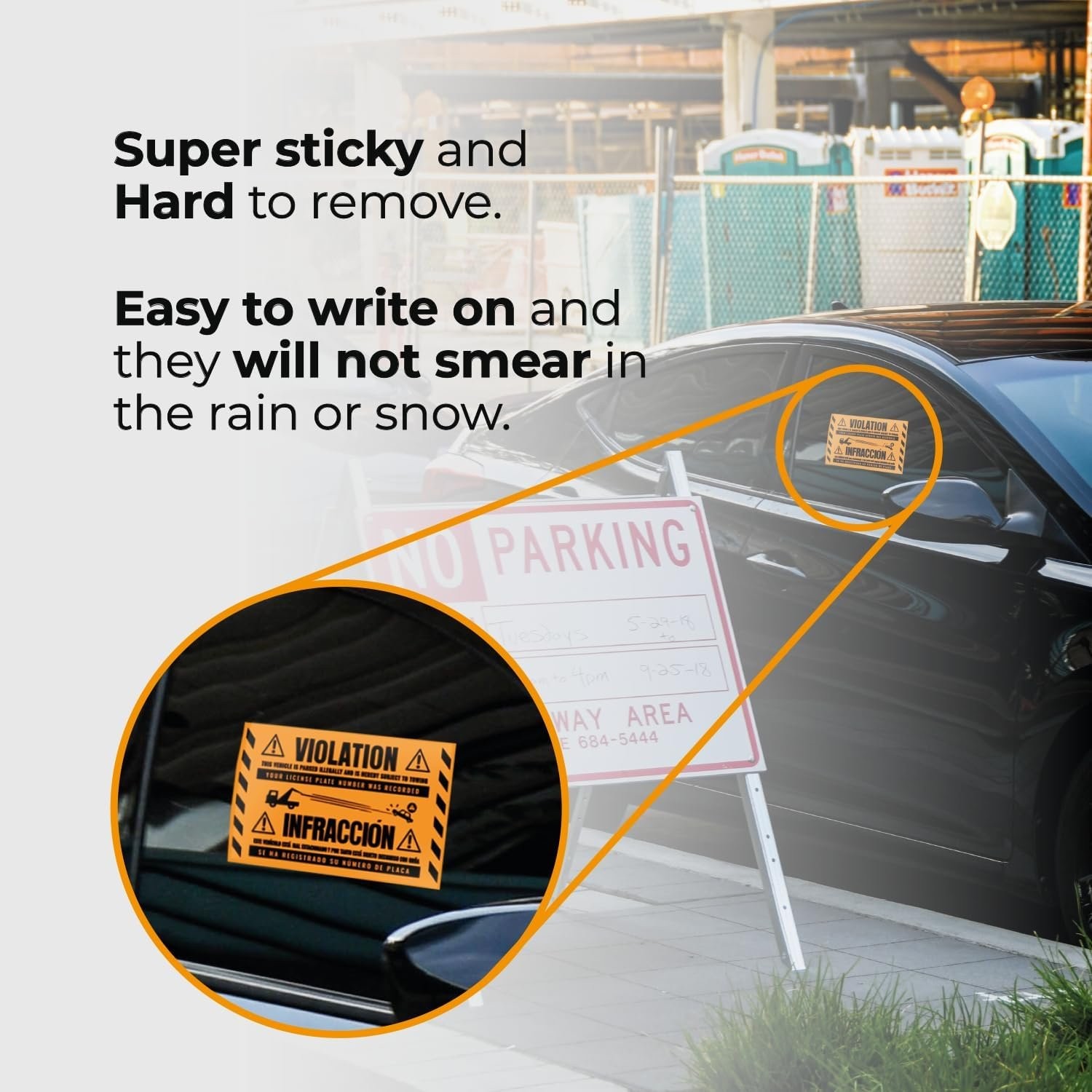 MESS Parking Violation Stickers for Vehicles – 100/Pack – Orange – 8×5 in
