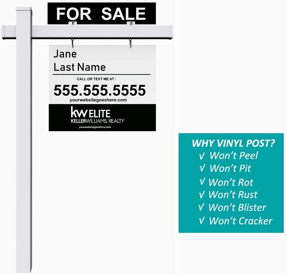 Vinyl PVC Real Estate Sign Post 6ft Tall – White