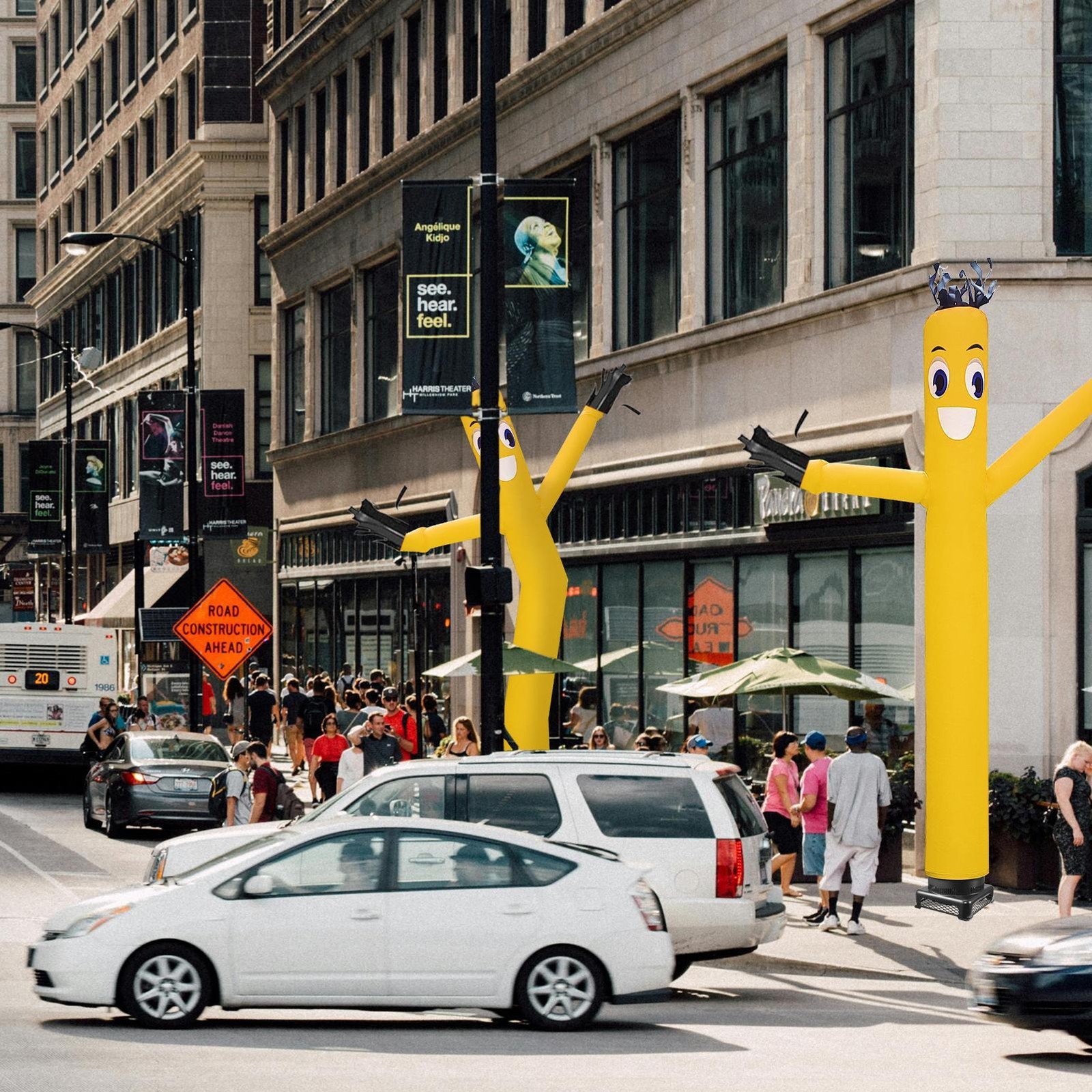 20ft Yellow Inflatable Dancing Sky Puppet Tube Man with Blower for Events