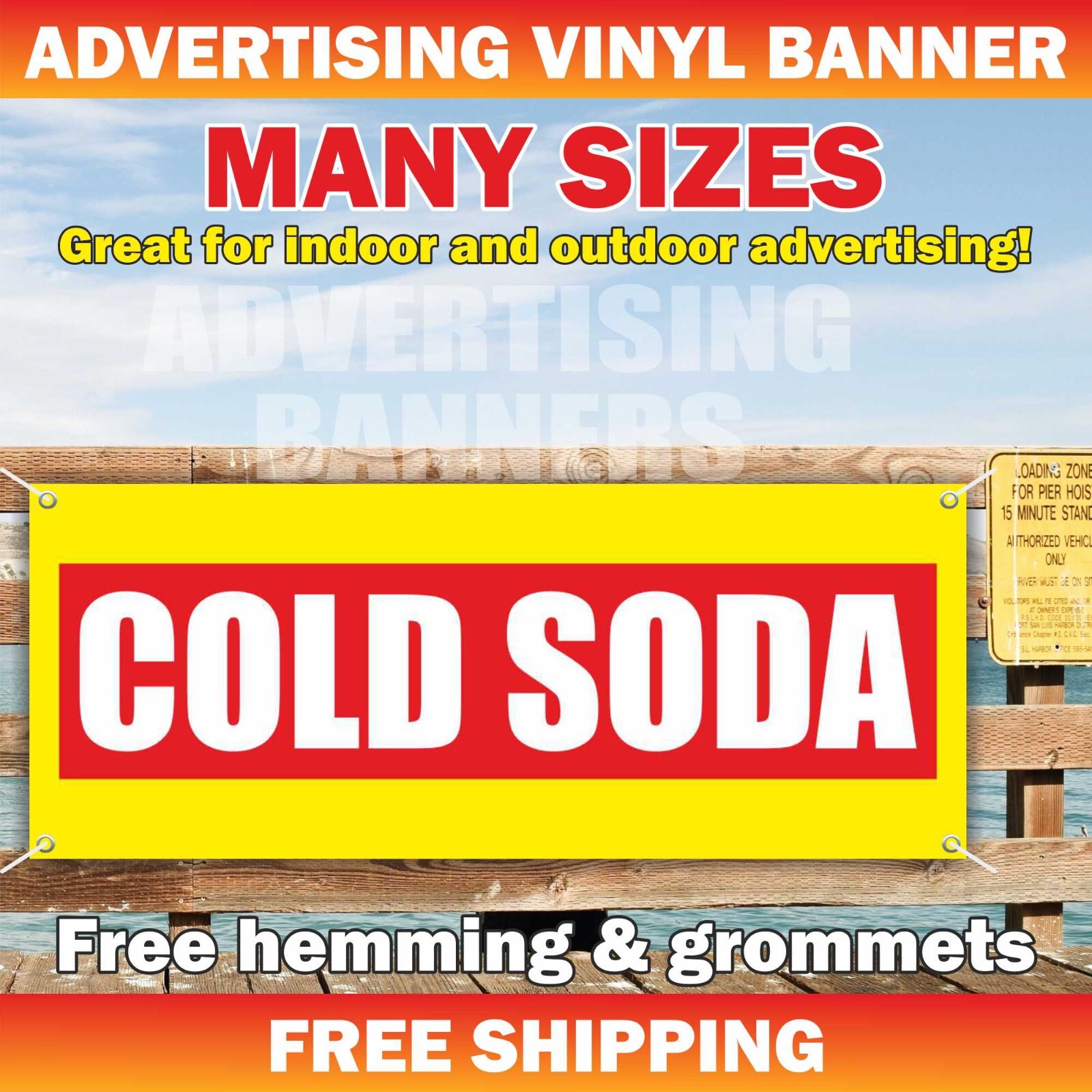 COLD SODA Advertising Banner Vinyl Sign ice fruit drinks tea bar juice lemonade