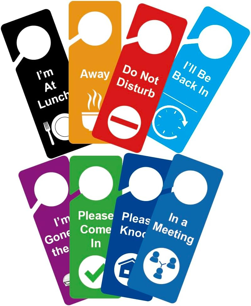 8 PCS 3.5X9.5” Door Hanger Tags Sign Office Work in a Meeting Do Not Disturb Aw