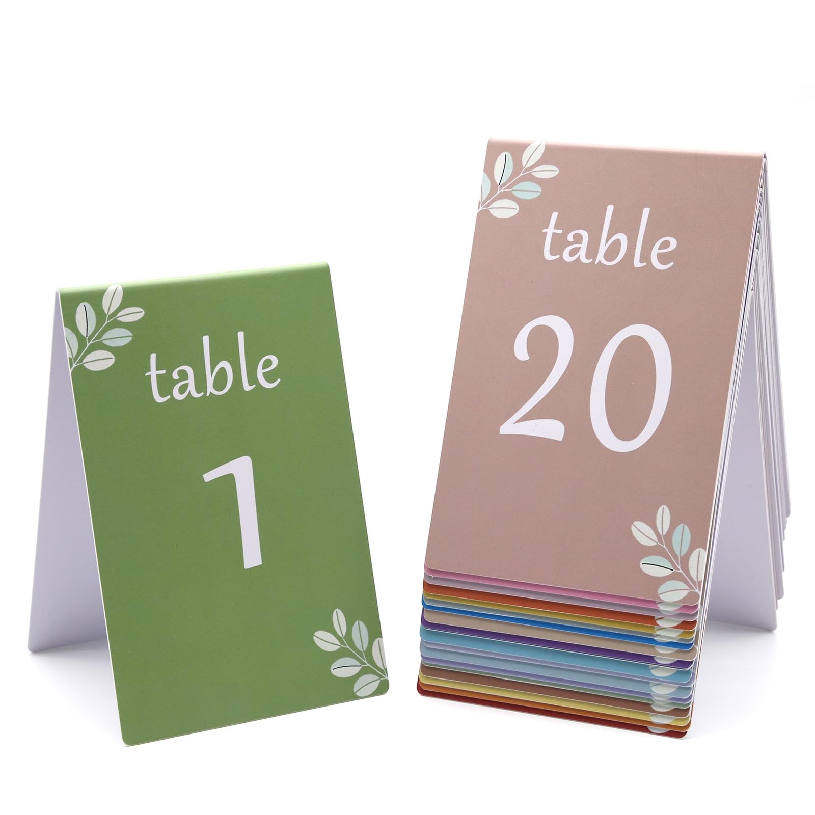 20 PCS DoubleSided Morandi Color PVC Wedding Table Numbers Tents 120