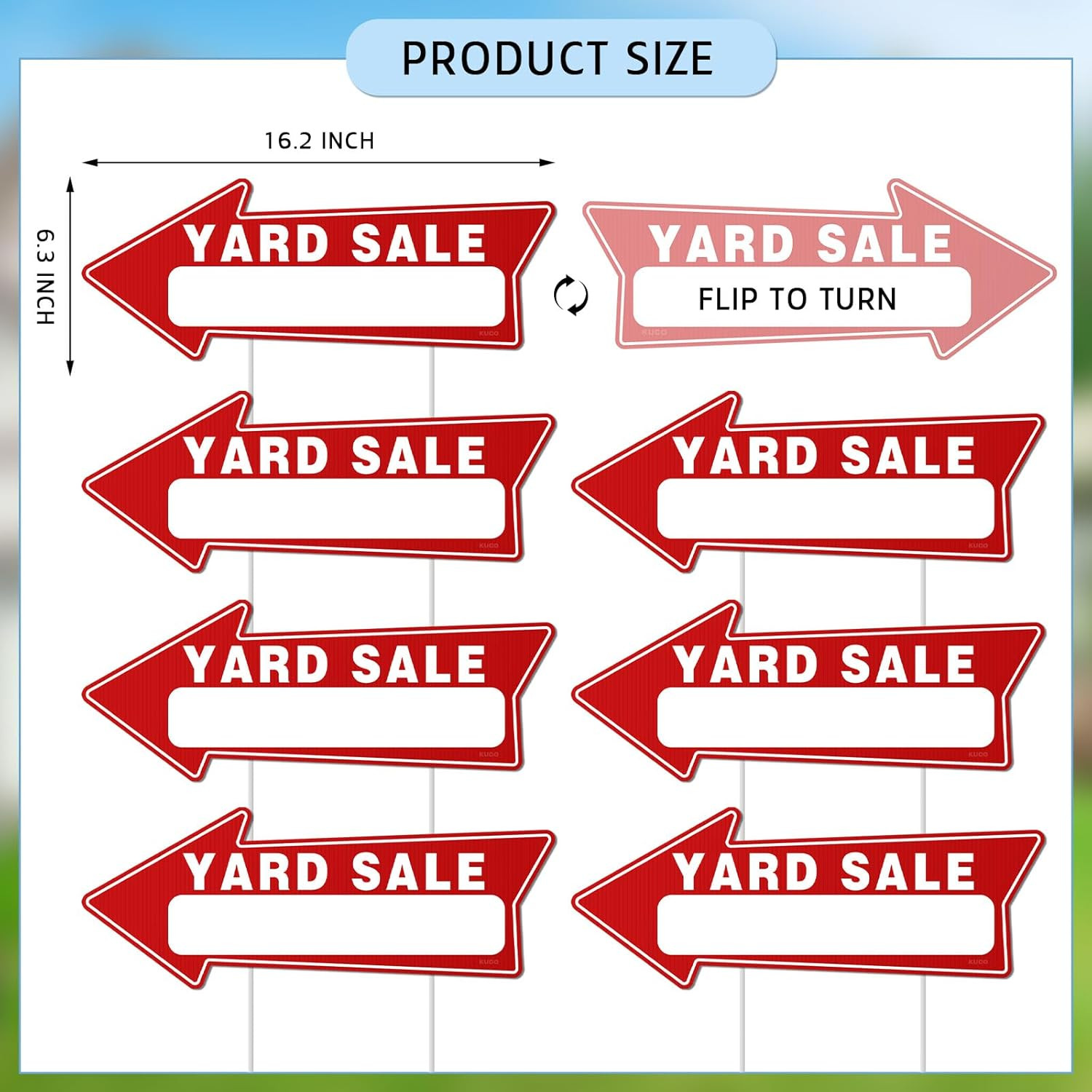 7 PC Yard Sale Signs with Stakes, 17″ X 6″, Double-Sided Yard Sale Arrows Sign w
