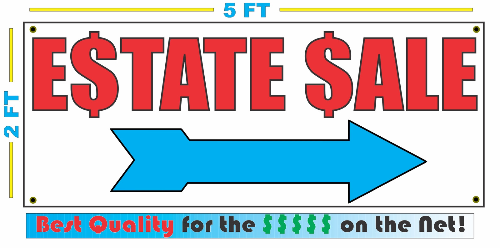 ESTATE SALE w RIGHT ARROW Banner Sign NEW Larger Size SUPER High Quality!