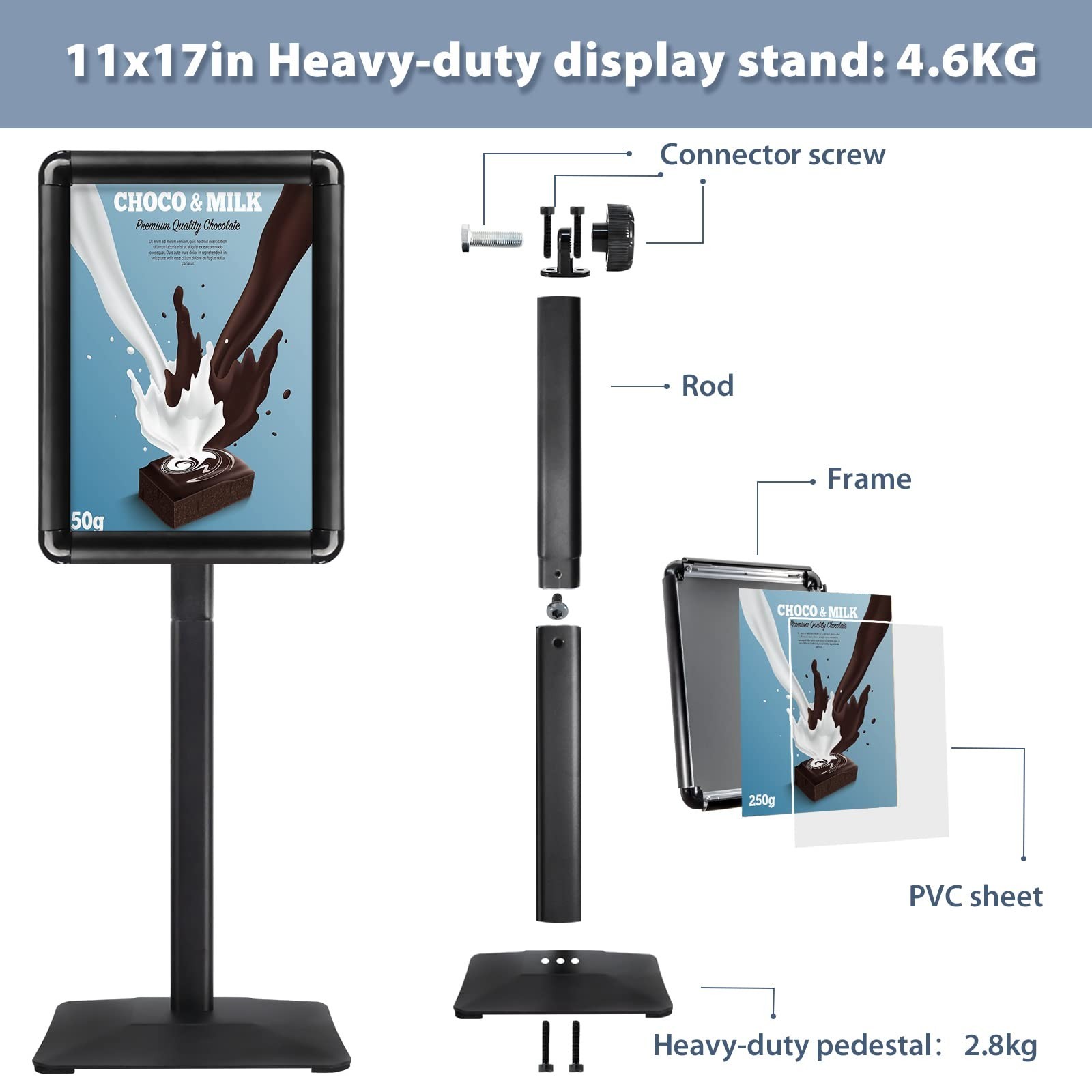 Heavy-duty Poster Stand Holder 11″x 17″ Pedestal Floor Standing Sign Holder V…
