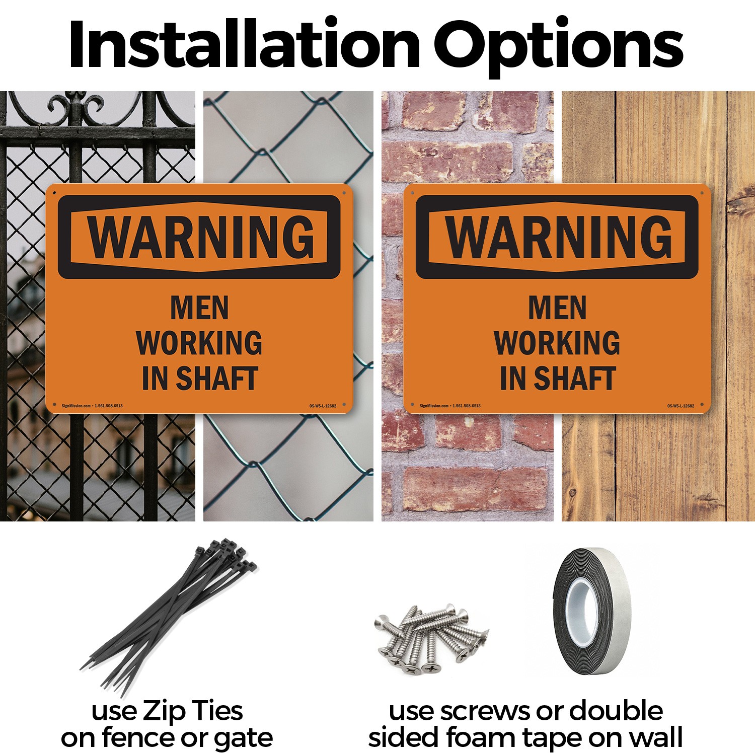Men Working In Shaft OSHA WARNING Sign Metal, Plastic, Or Decal – 5 or 10 Pack