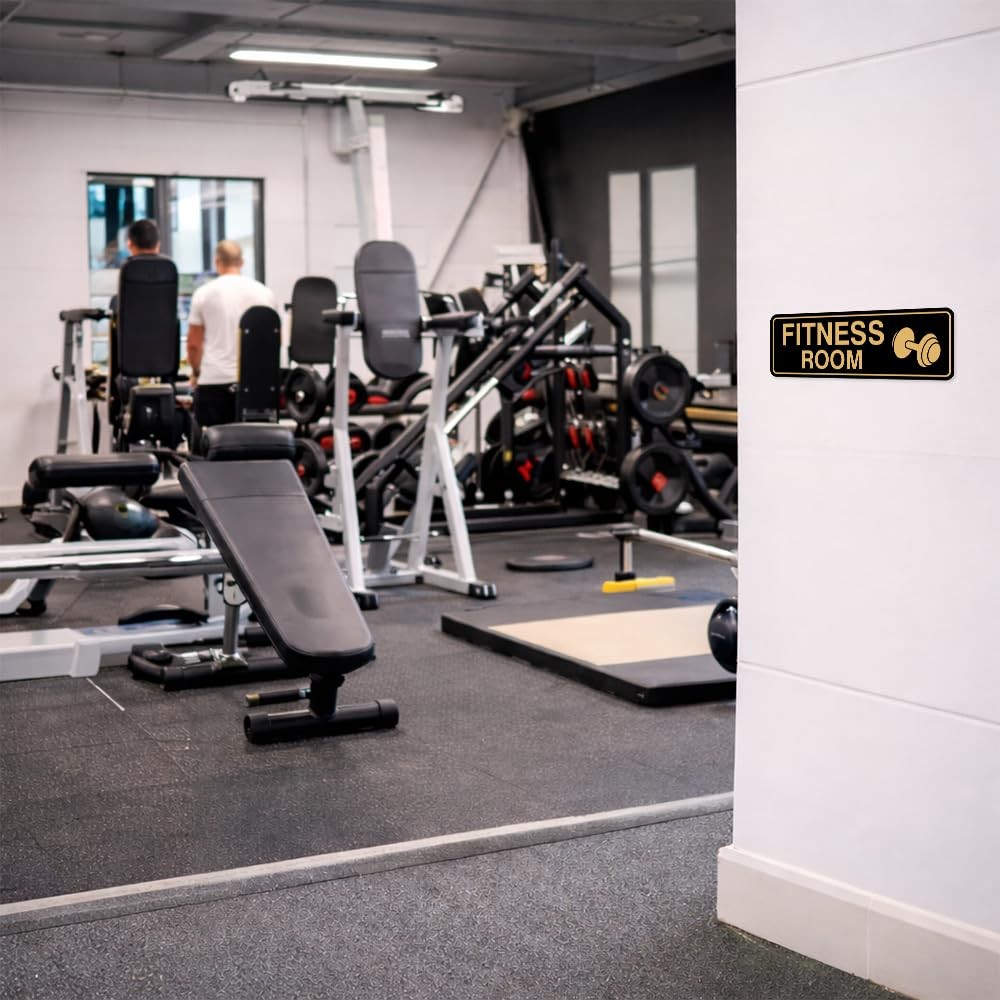 Standard Fitness Room Sign Brushed Silver Medium Wall Door Mount Decor