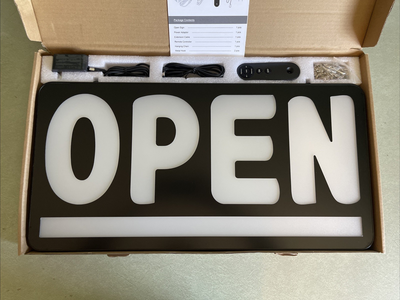 FUNZING OPEN SIGN PROFESSIONAL LED PANEL LIGHT BUSINESS 24”x12” FZ-OS24