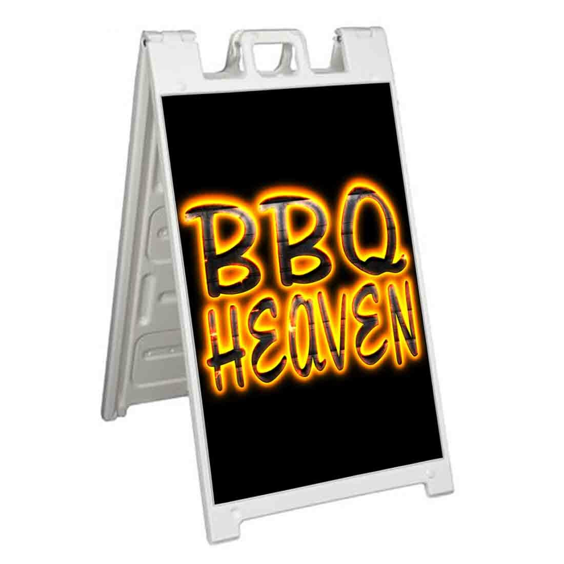 BBQ HEAVEN Signicade 24×36 Aframe Sidewalk Sign Banner Decal BARBEQUE FOOD