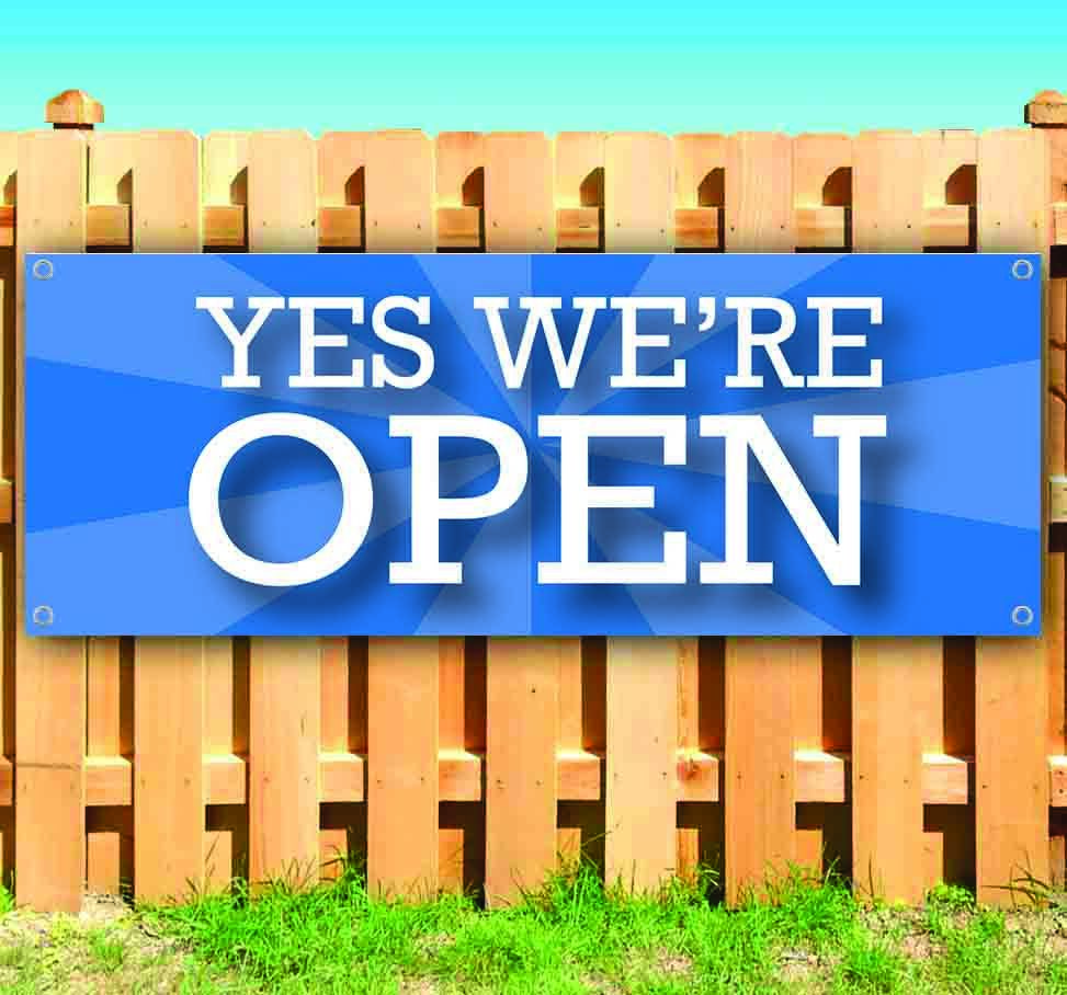 YES WE’RE OPEN Advertising Vinyl Banner Flag Sign Many Sizes USA