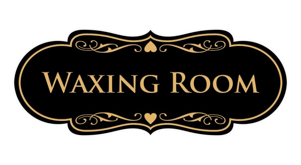 Designer Waxing Room Sign Black Gold Small 1 Pack Wall Decor Safety Sign