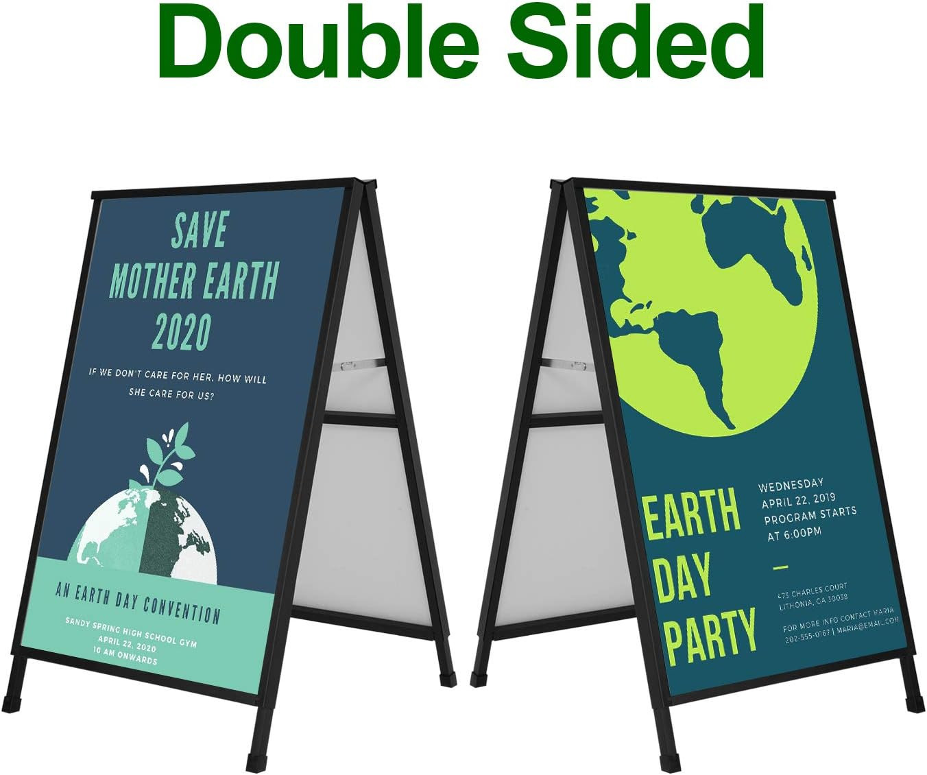 Heavy Duty A-Frame Sidewalk Sign 24 X 36 Inch, Portable Double-Sided Sandwich Bo