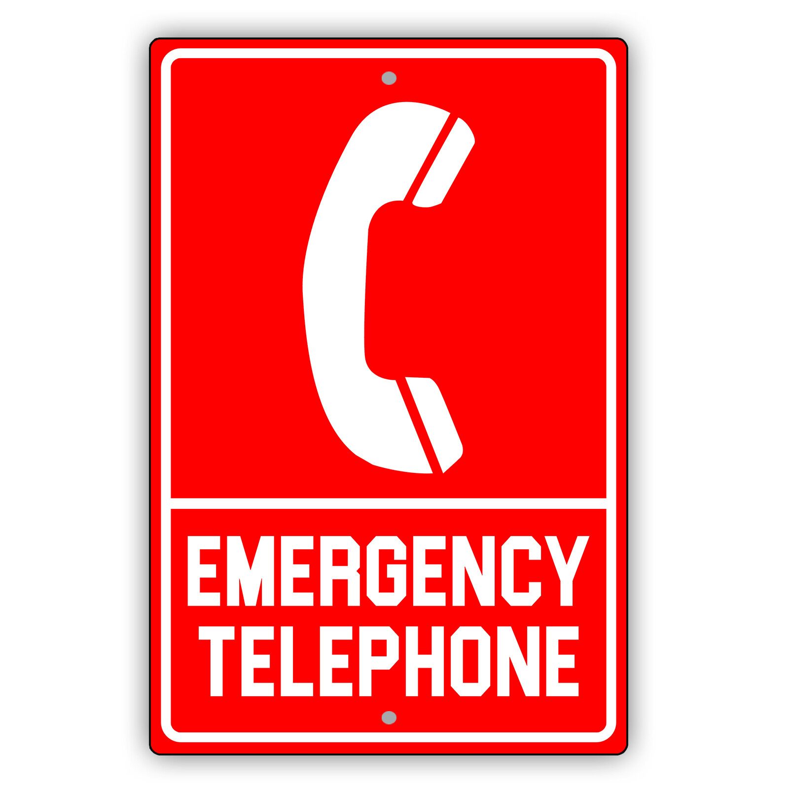Emergency Telephone With Graphic Awareness Notice Safety Aluminum Metal Tin Sign