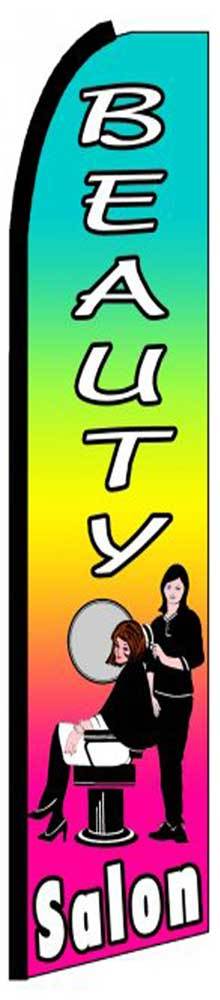 Beauty Salon Multi Color Flutter Swooper Flag Advertising Sign 3’ Wide Banner On