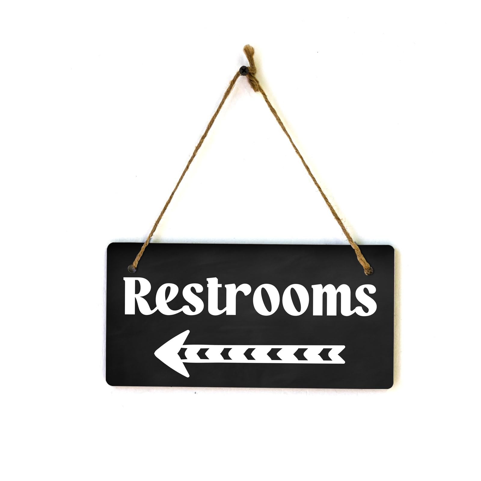 Restrooms Left Arrow 5×10 Inch Hanging Wall Door Sign Bathroom Business Tool