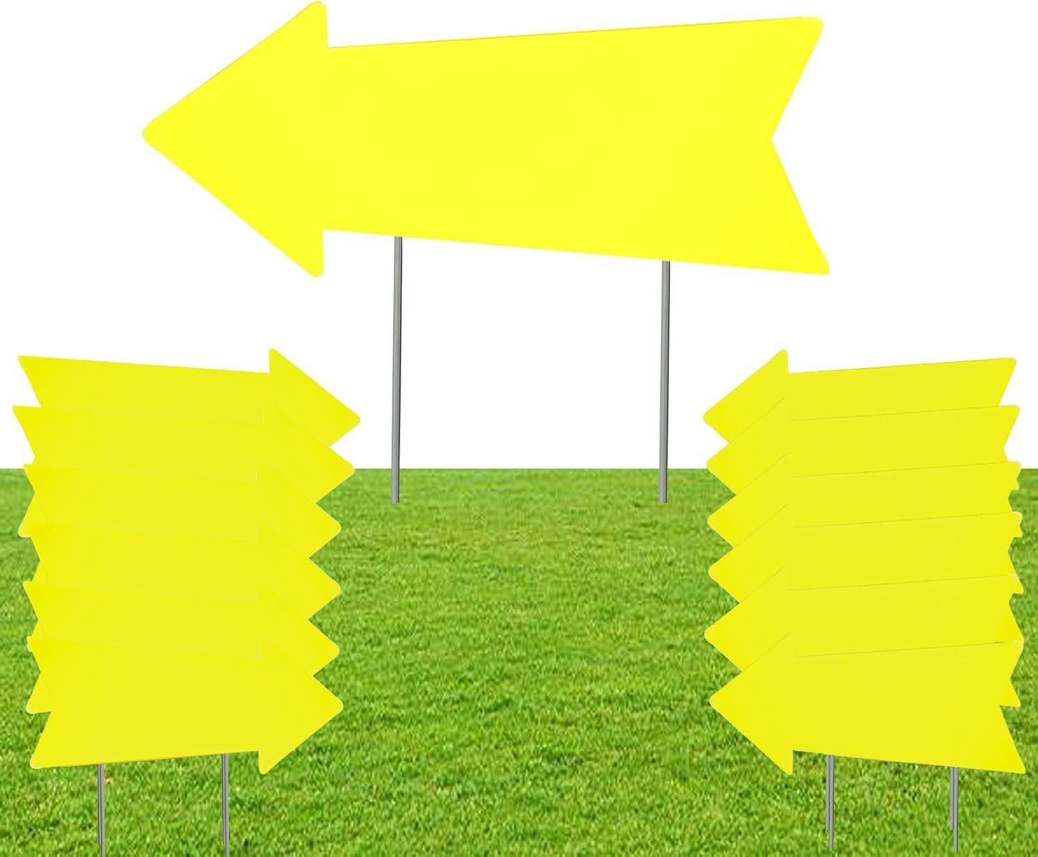 Yellow Arrow Signs with Stakes, 12Pcs – 17X6 Inches, Directional Signs for Real