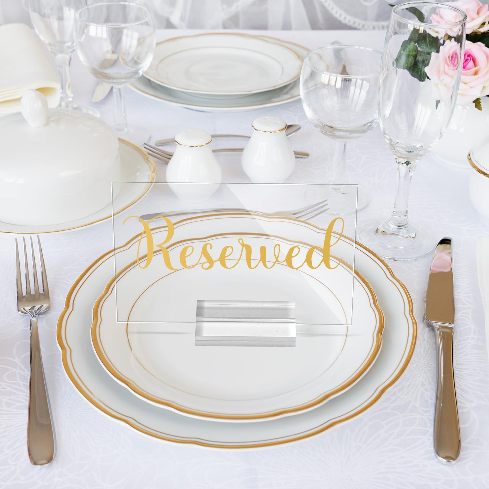 10 Set Acrylic Reserved Table Signs Clear Wedding Reserved Signs with Holder …