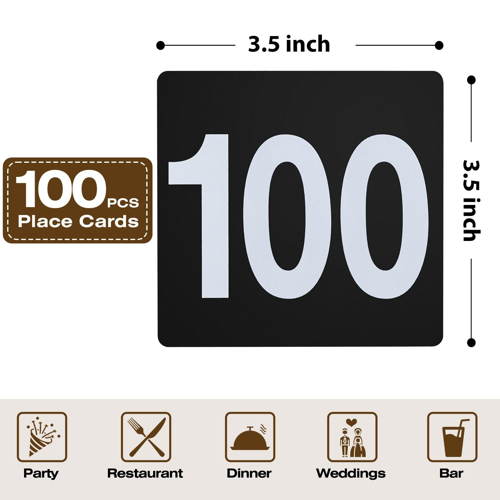 Table Number Cards 1-100, Double Sided Restaurant Table Numbers, 3.5″ Plastic.