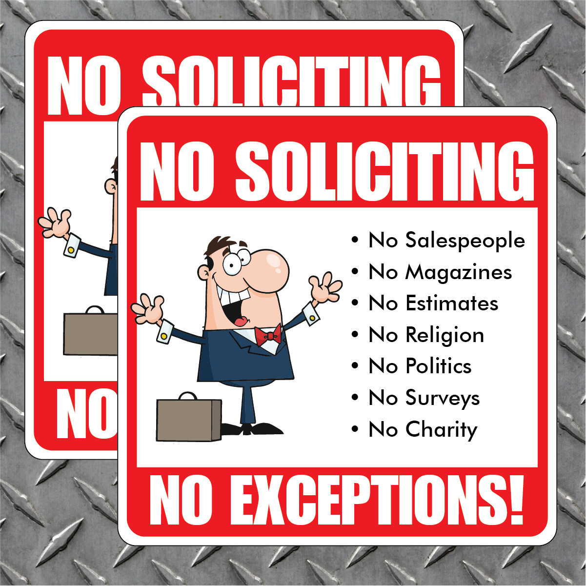 (2 Pack) 6″x6″ NO SOLICITING High Quality Indoor/Outdoor Vinyl Decal FREE SHIP