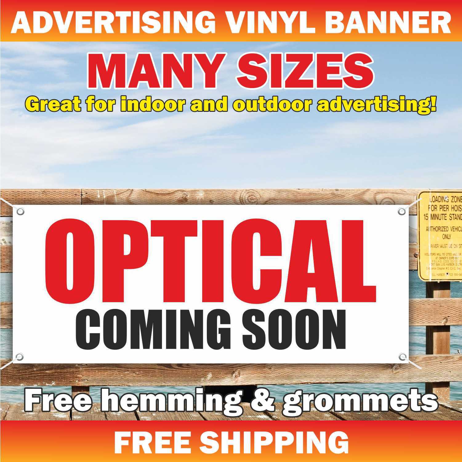 OPTICAL COMING SOON Advertising Banner Vinyl Mesh Sign Welcome Grand Opening