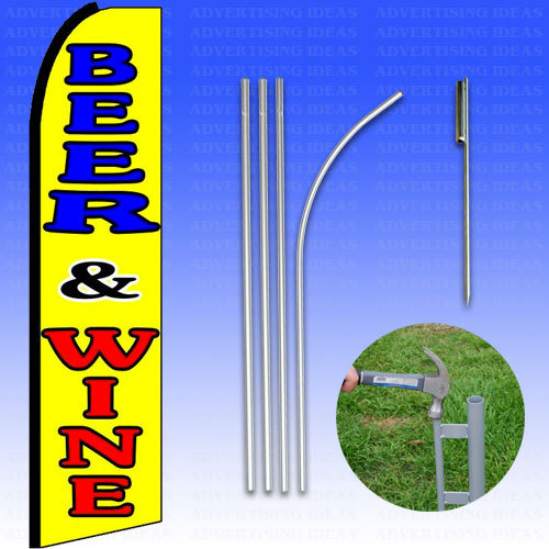 Feather Flag Swooper Advertising Flag Banner Sign 15′ Tall Kit – BEER / WINE