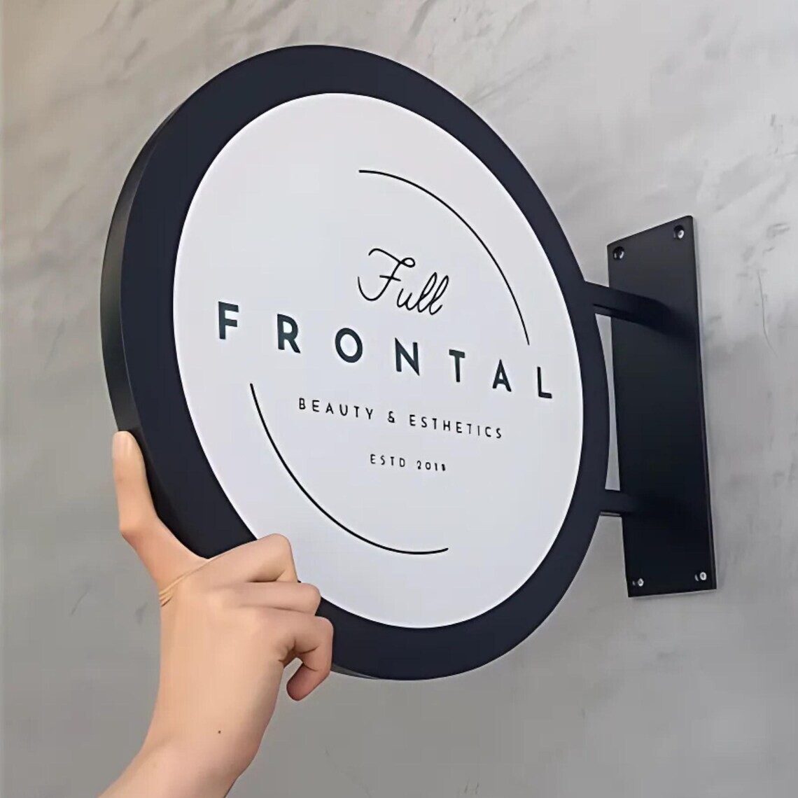 Custom Two-Sided Round Blade Sign, Wall Mounted Hanging Business Logo Storefront