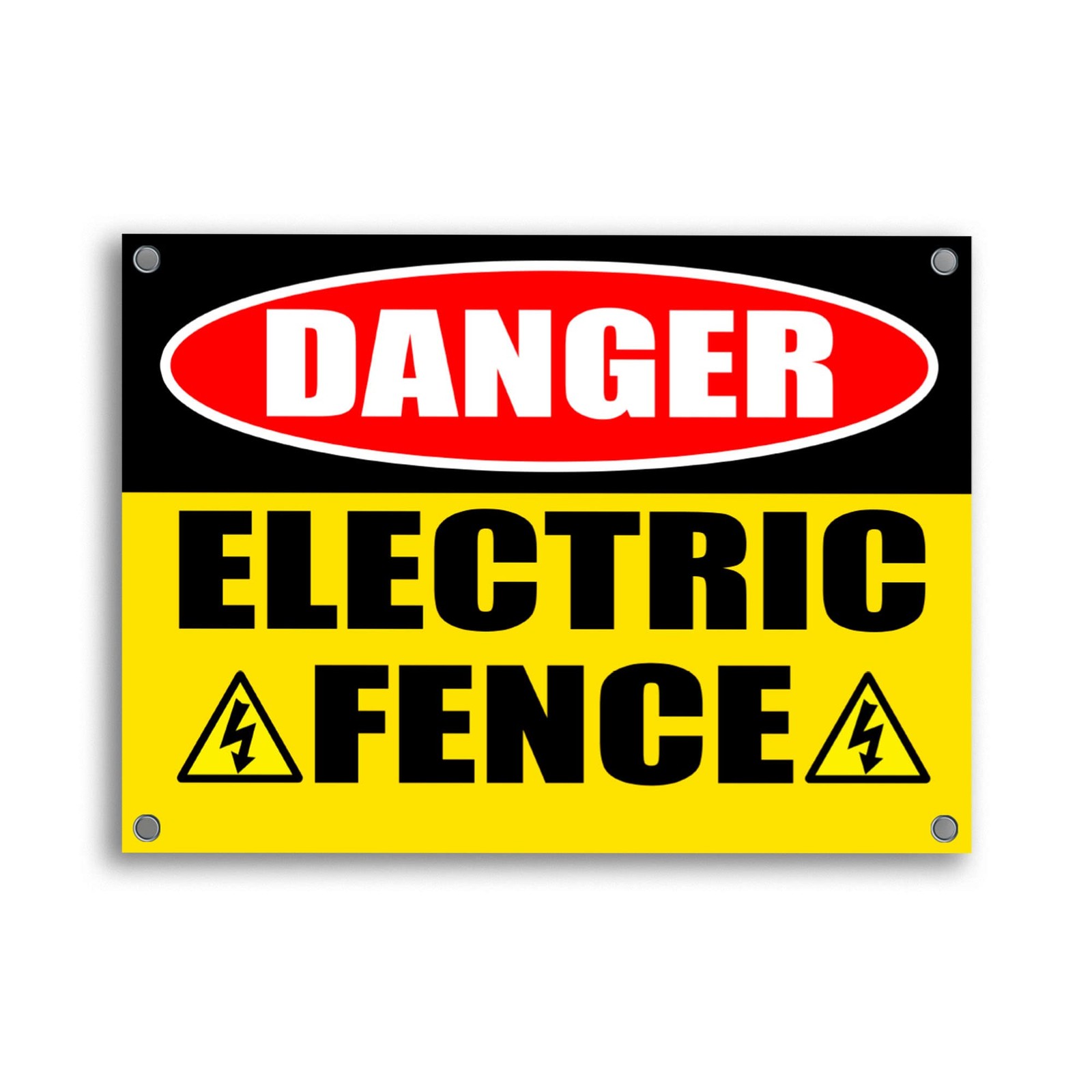 Electric Fence Warning Sign, 11×8 Coroplast, SingleSided, Grommets