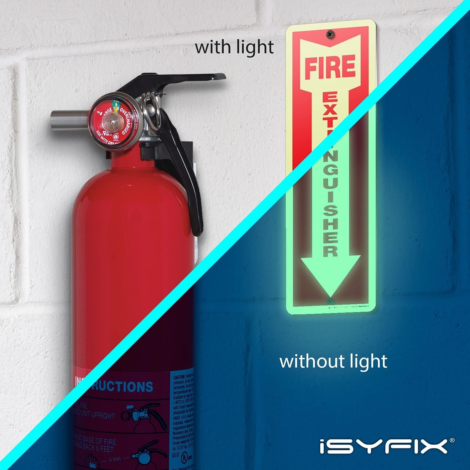 2 Pack Fire Extinguisher Sign 4×12 Inch 100% Rust Free 040 Aluminum Glow in Dark