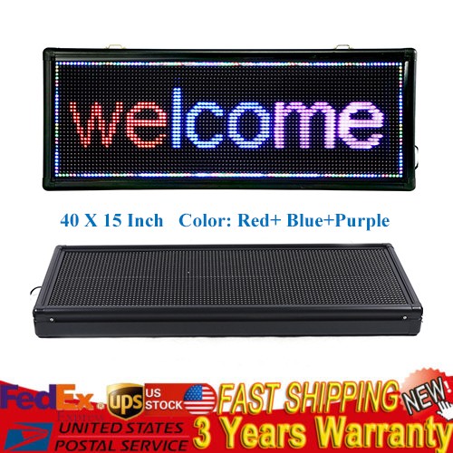 40″x15″ LED Scrolling Sign Programmable Digital Display Board Sign Full Color
