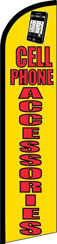 CELL PHONE ACCESSORIES WINDLESS FEATHER FLAG Tall Curved Advertising Banner Sign