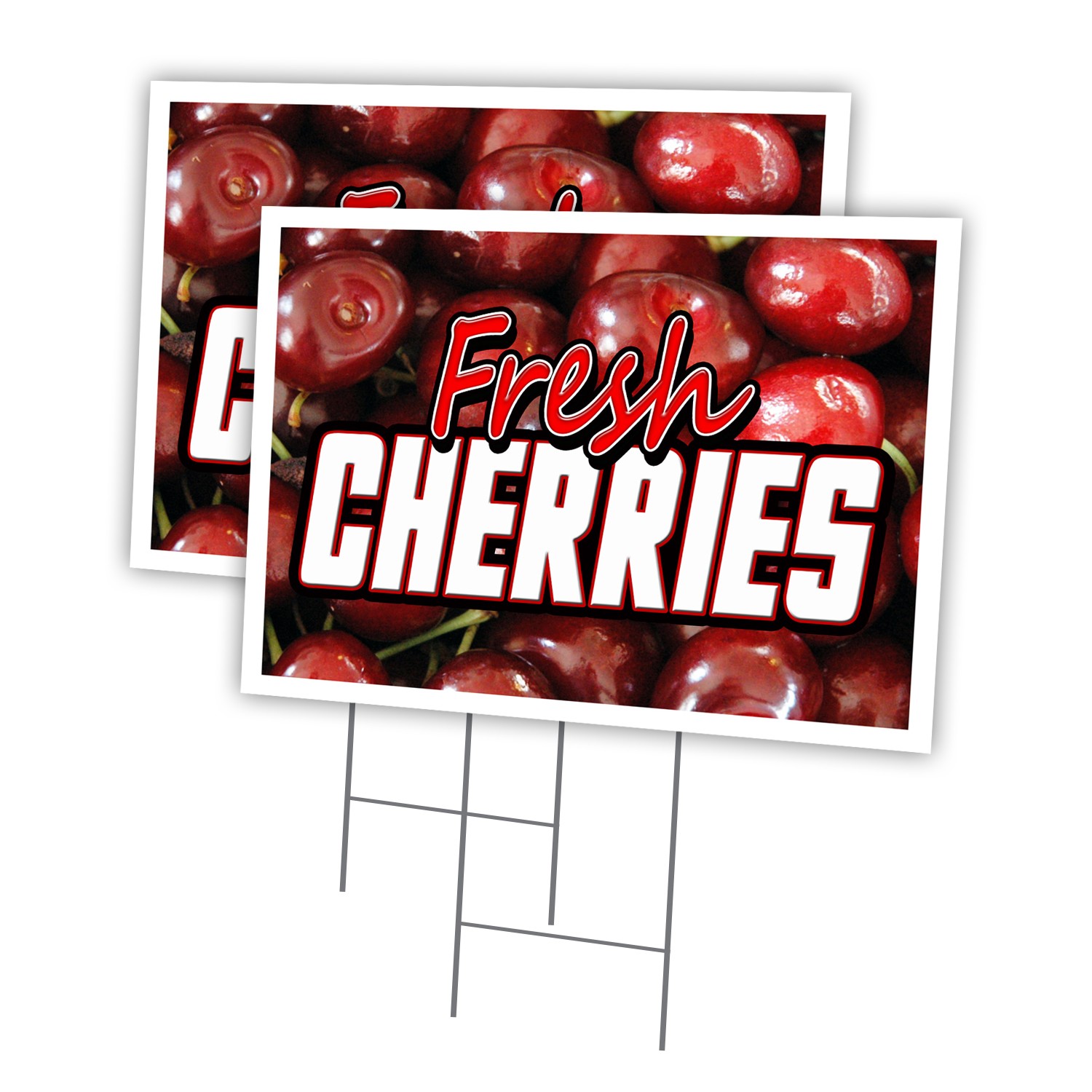 Fresh Cherries Multi-Pack of Yard Signs & Stake outdoor plastic coroplast window