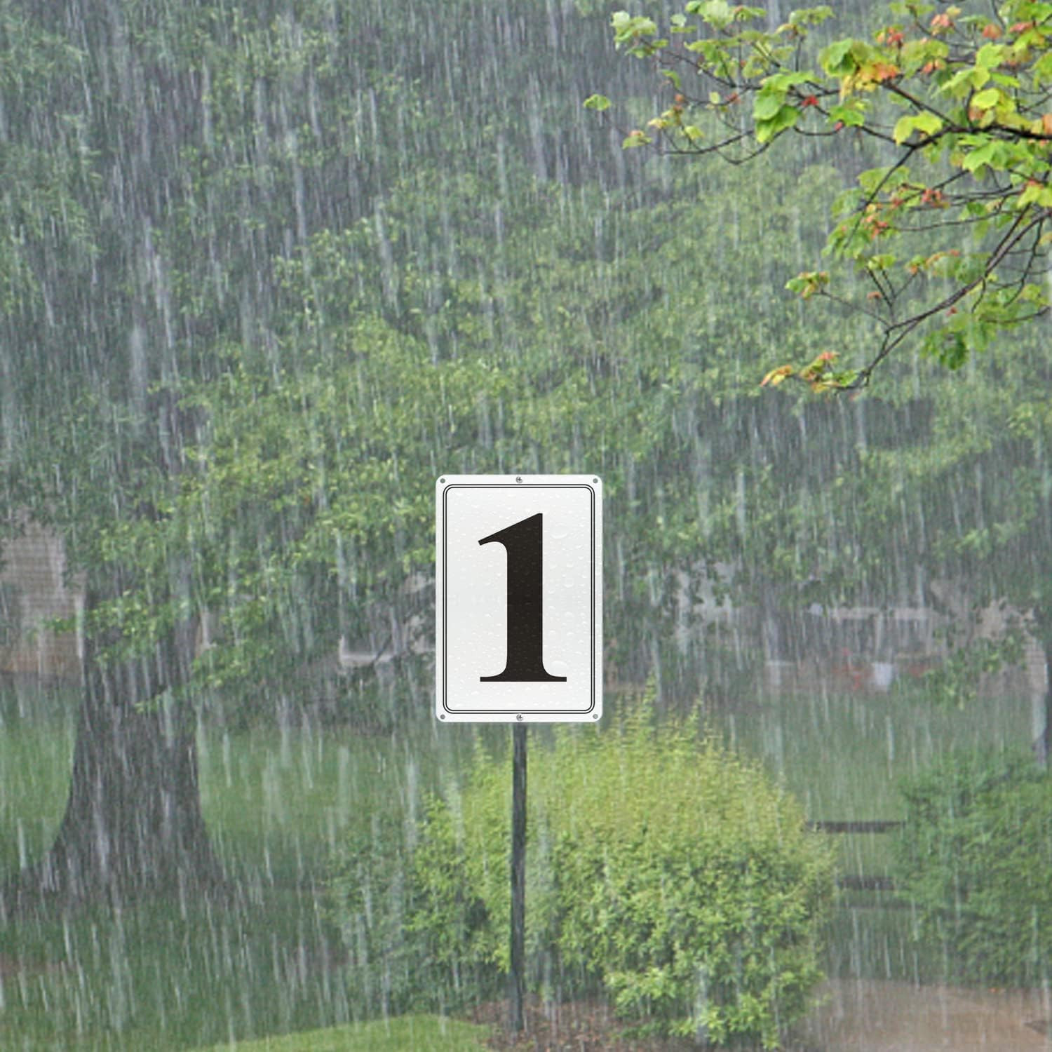 Premium Aluminum Number Signs 1, Metal 12″ X 8″ Numbered Signs Outdoor for Parki