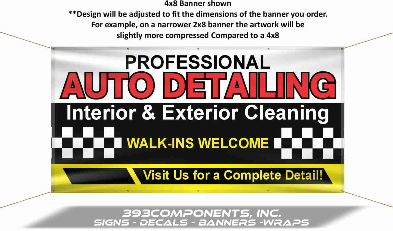 Auto Detailing Banner – Vinyl Sign – Interior & Exterior Car Cleaning
