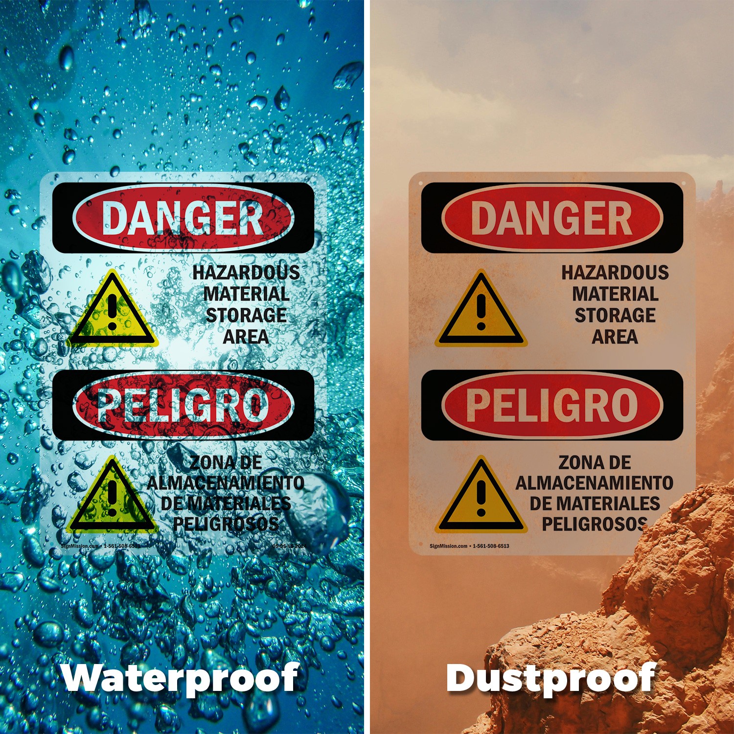 Hazardous Material Storage Area OSHA Danger Sign Metal,, Decal 5 or 10 Pack