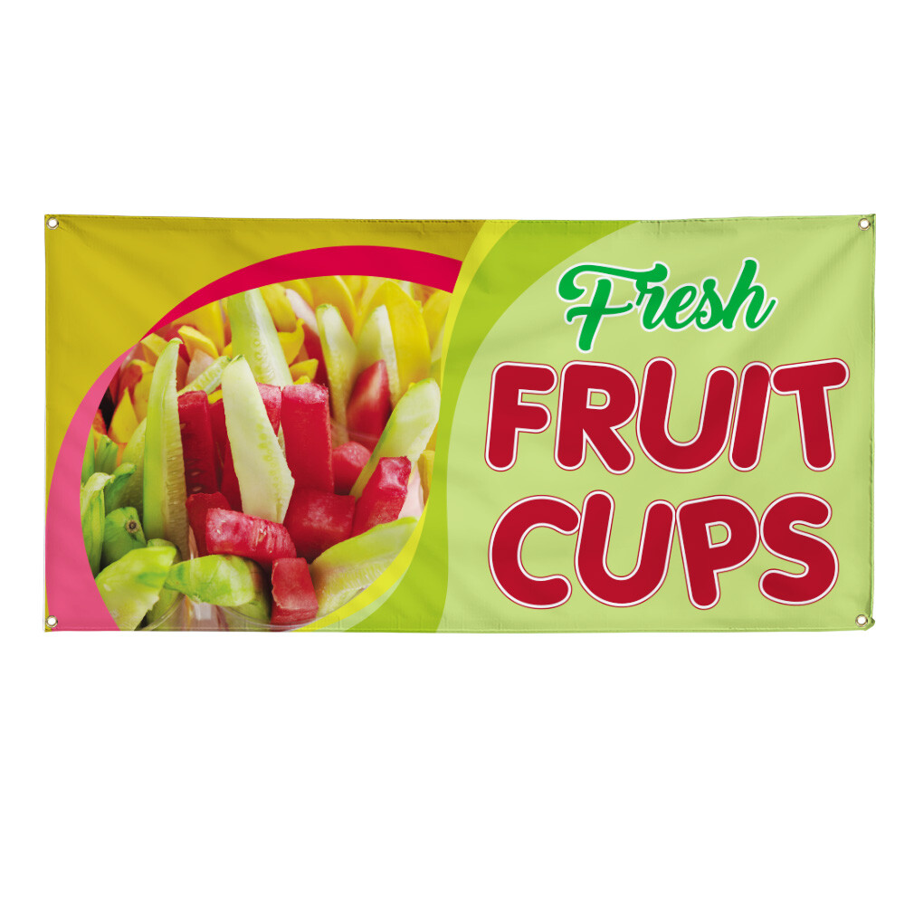 Vinyl Banner Multiple Sizes Fresh Fruits Cups Advertising Printing Fruit Outdoor