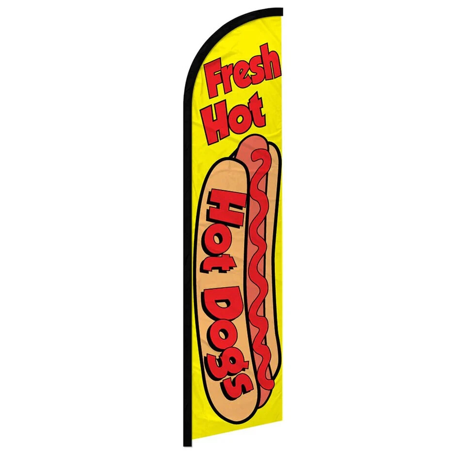 Hot Dogs Windless Full Sleeve Advertising Hot Dog Stand Food Truck Banner Flag