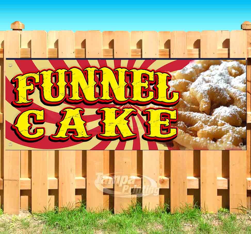 FUNNEL CAKE Advertising Vinyl Banner Flag Sign Many Sizes CARNIVAL FAIR FOOD