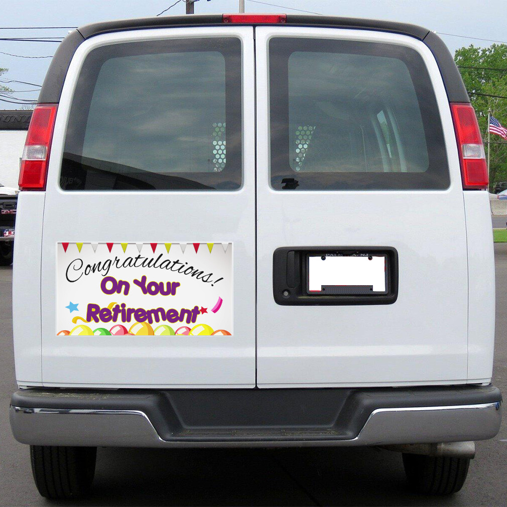 Car Magnet Set of 2 Congratulations on Your Retirement Industrial Sign
