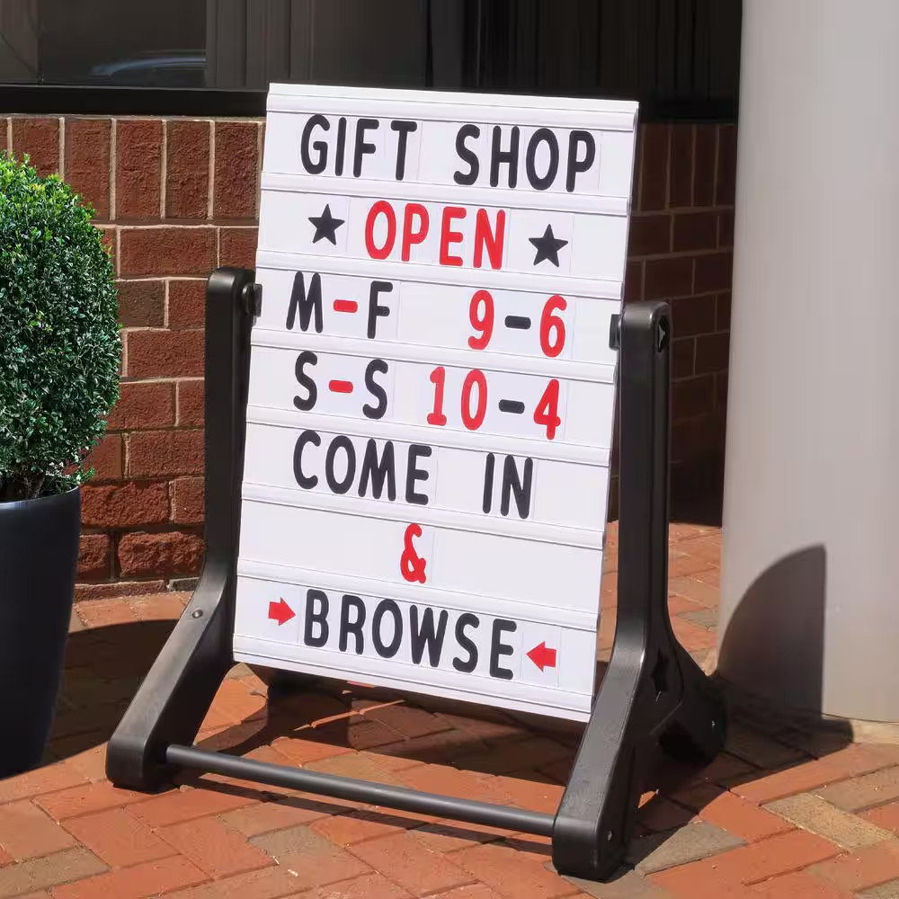 Excello 24 In. X 36 In. Swinging Message Board Sign, Black